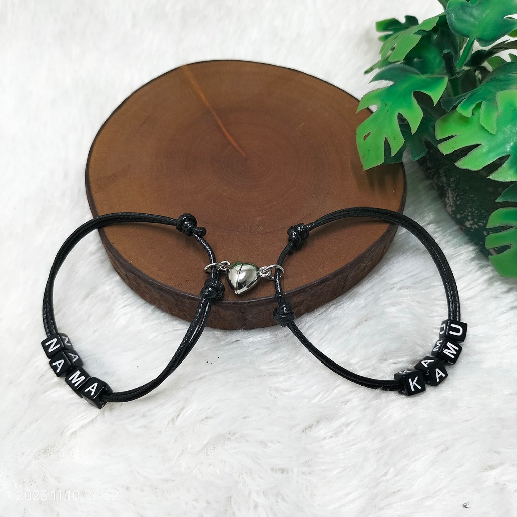 Gelang Namamu Couple Magnet Series GE Sepasang Dua Gelang Nama Tali Korea Anti Air