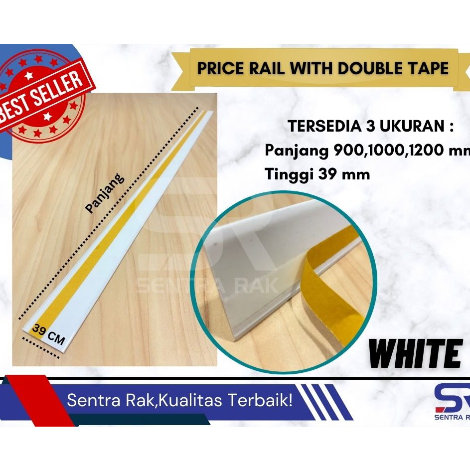 

↓➺✹ Price Rail / Lis Harga / Price Card Double Tape- Uk 100 cm PUTIH