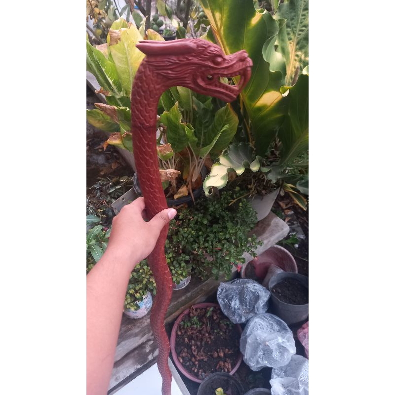 Tongkat Kayu Nagasari Ukir Naga.