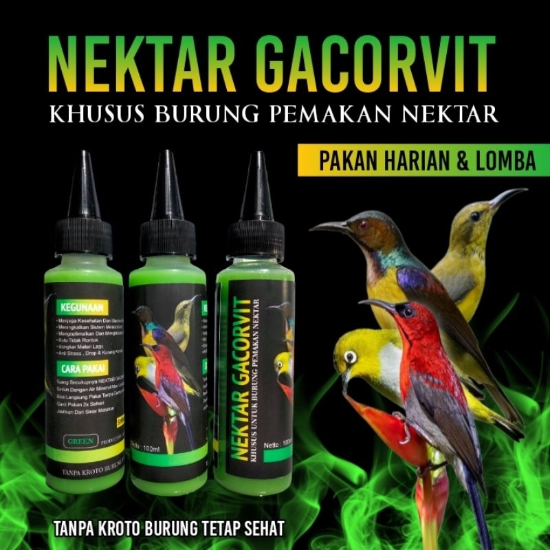 nektar gledek nektar gacorvit 100ml pakan harian kolibri ninja konin burung pleci nektar gacorvit