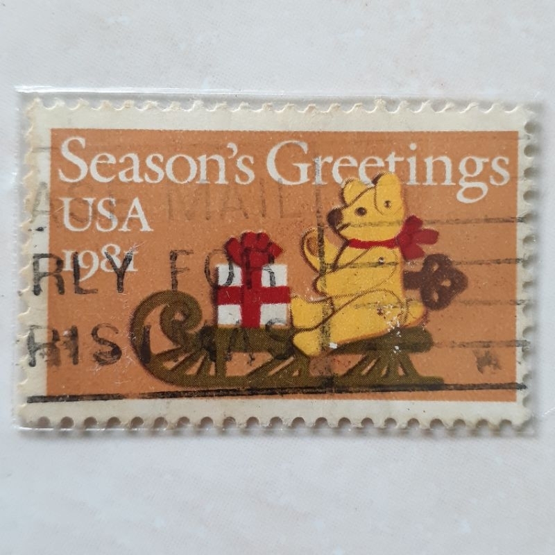 

Perangko USA Christmas 1981 (Felt Bear on Sleigh) Tahun 1981