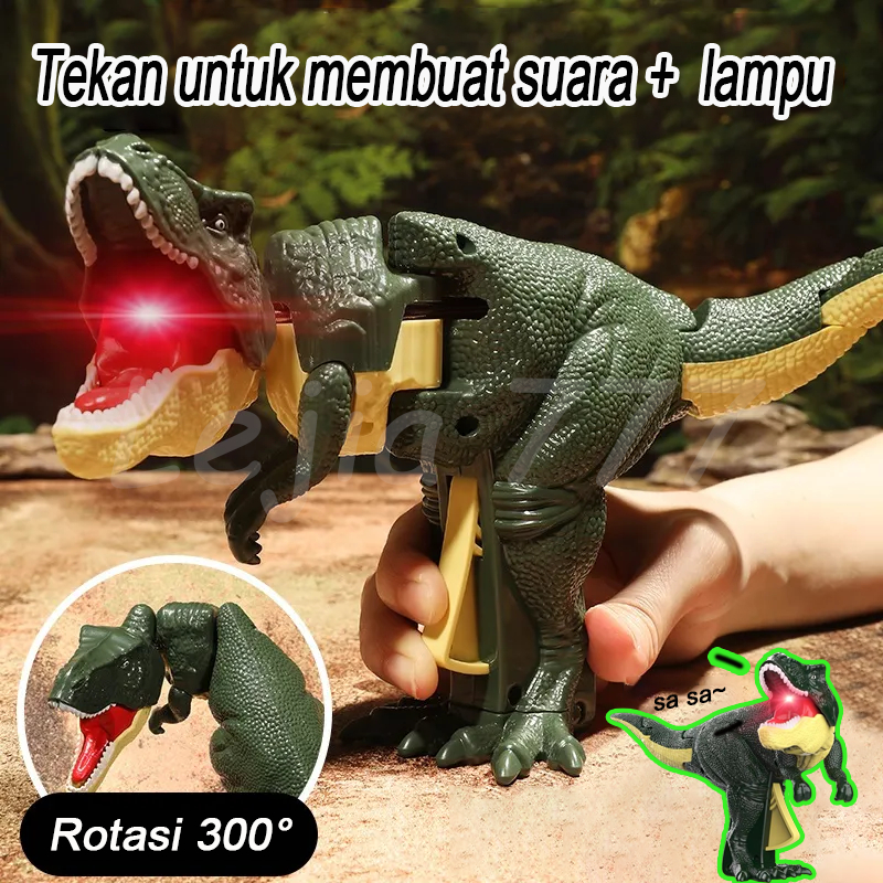 【Diskon 65%】30CM+Suara+Lampu+300°berputar-Dinosaurus mainan viral/dinosaurus viral/t rex mainan vira