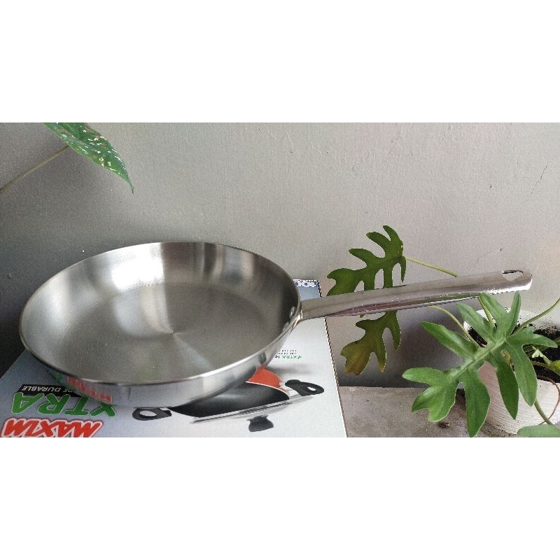 Fry Pan Penggorengan Frypan 26cm Stainless Steel Wajan Stainless Tebal Maxim Export