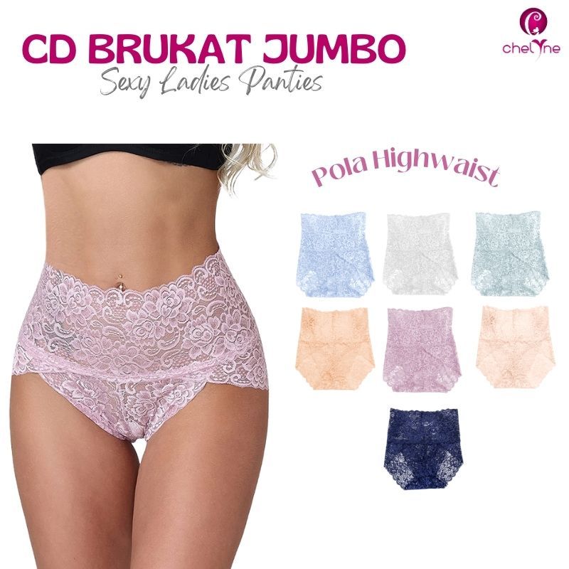 Chelyne Cd Brukat Highwaist V260 M-Xl Jumbo Premium Full Lace - Cd Big Size Brukat