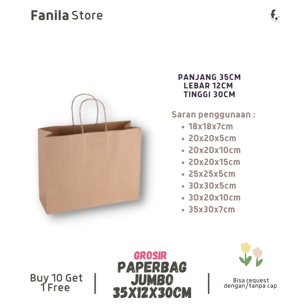 

[GROSIR] Paperbag Coklat 35x12x30cm/ Paperbag kertas/ tas kado