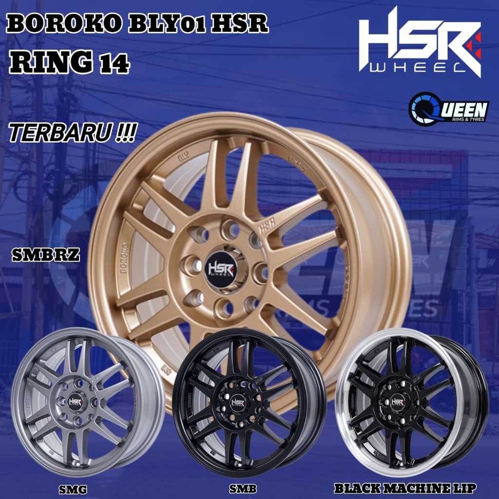 velg terbaru HSR R14 pelek mobil racing Ring 14 lubang 8 Boroko BLY