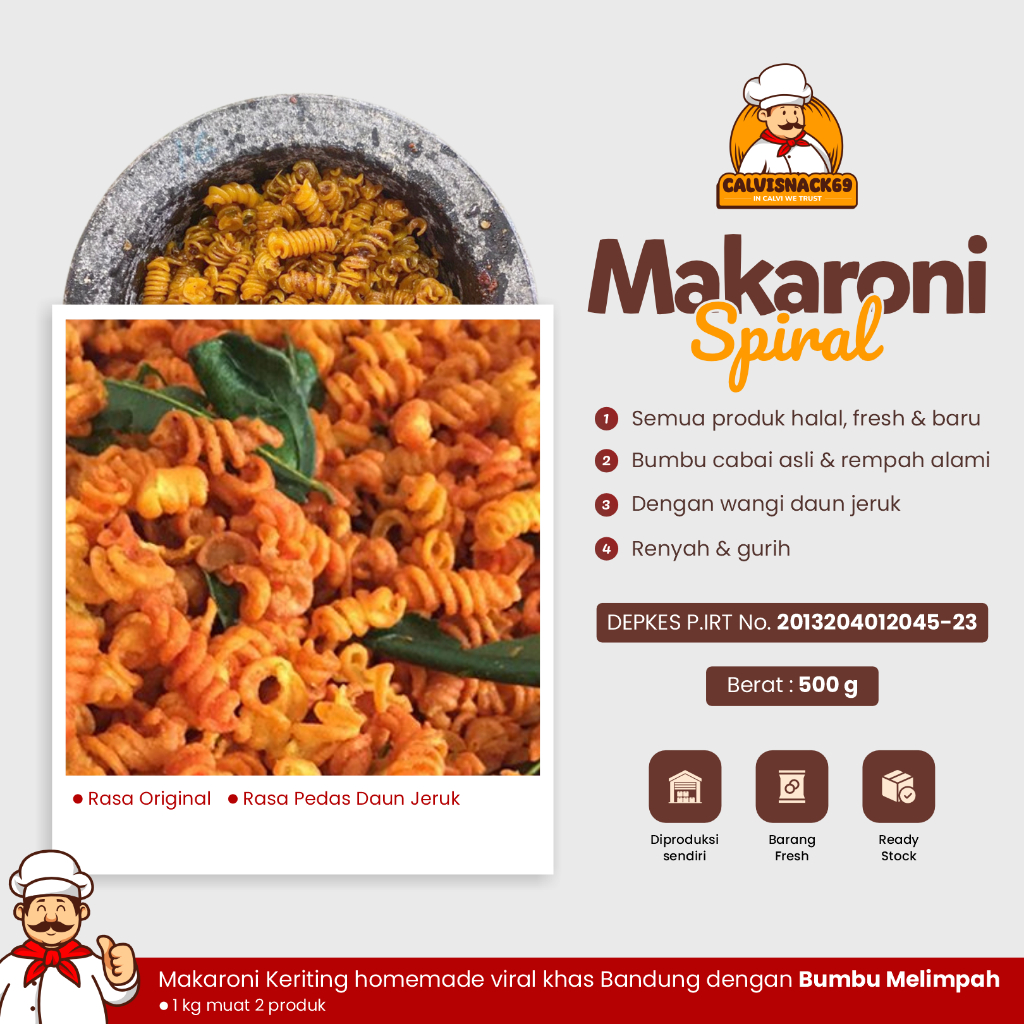 

Makaroni Spiral Pedas Daun Jeruk Dan Original Calvi Snack Gurih Kiloan Grosir Makanan Ringan Murah 500gr