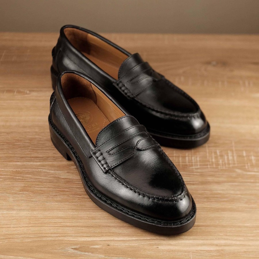 TXTURE - Sepatu Kulit Pria Penny Loafers - Black - 39 - 40, BLACK