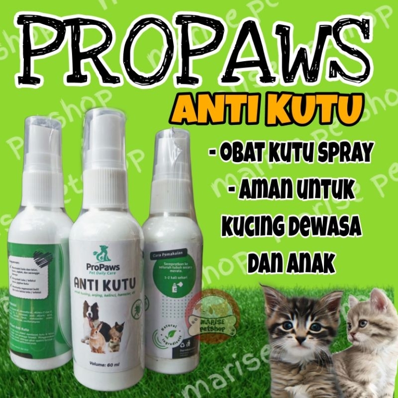 Obat kutu spray propaws 60ml - obat kutu hamster - obat kutu kelinci - obat kutu kucing - aman dan a