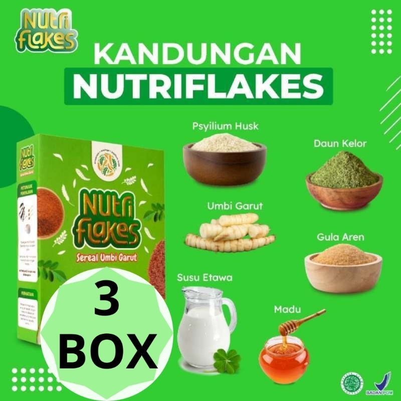 

NUTRIFLAKES ( 3 BOX ) Sereal Umbi Garut Asam Lambung,Maag