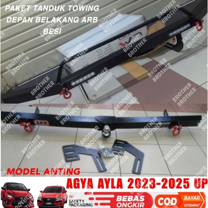 Paket Tanduk Towing Bumper Depan Belakang Agya Ayla 2014 2017 2023 2024 2025 ARB - Besi
