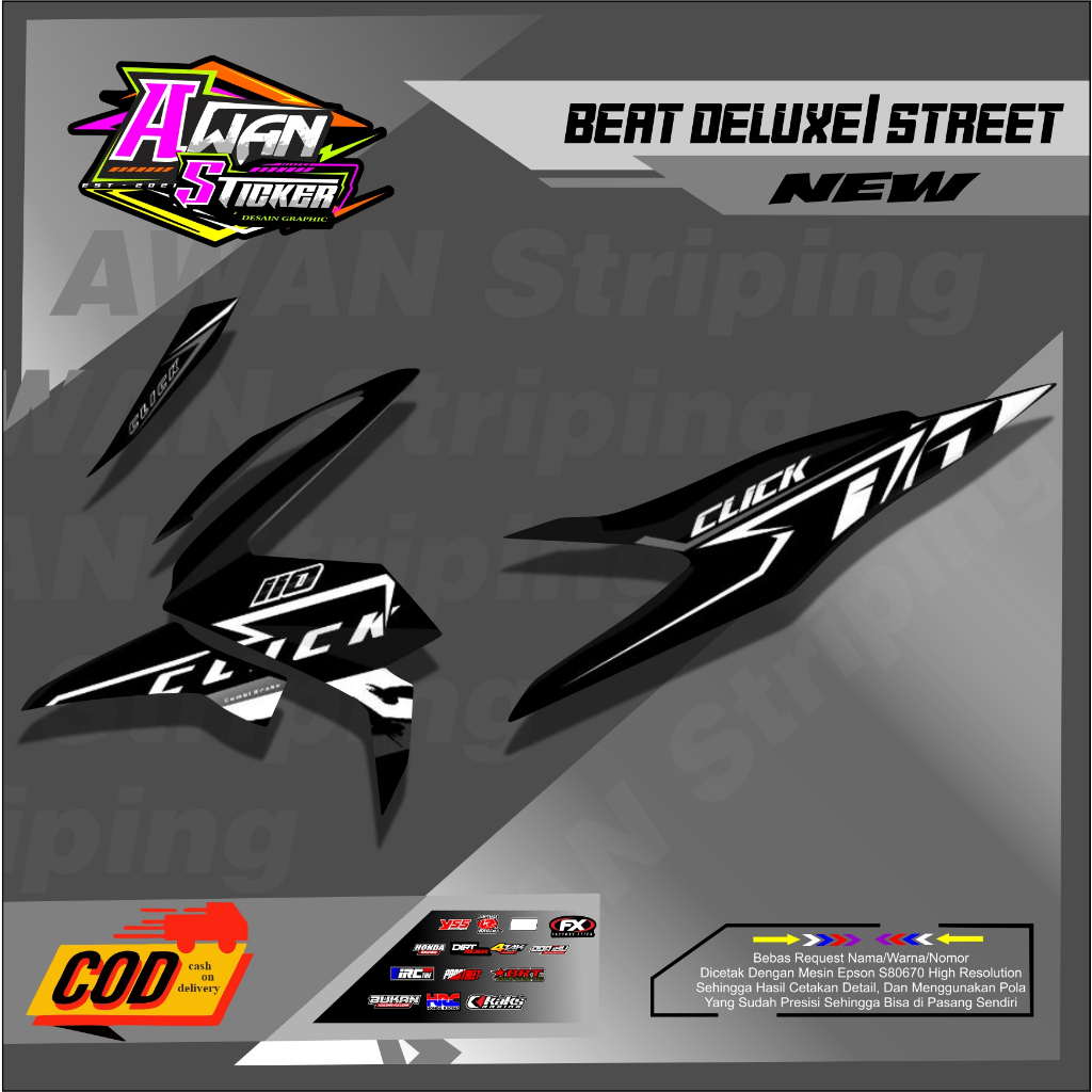 Skotlet Motor Beat DELUXE BEAT STREET SIMPLE THAILAND STYLE  Beat New 2020-2023 Satu Set Kanan Kiri