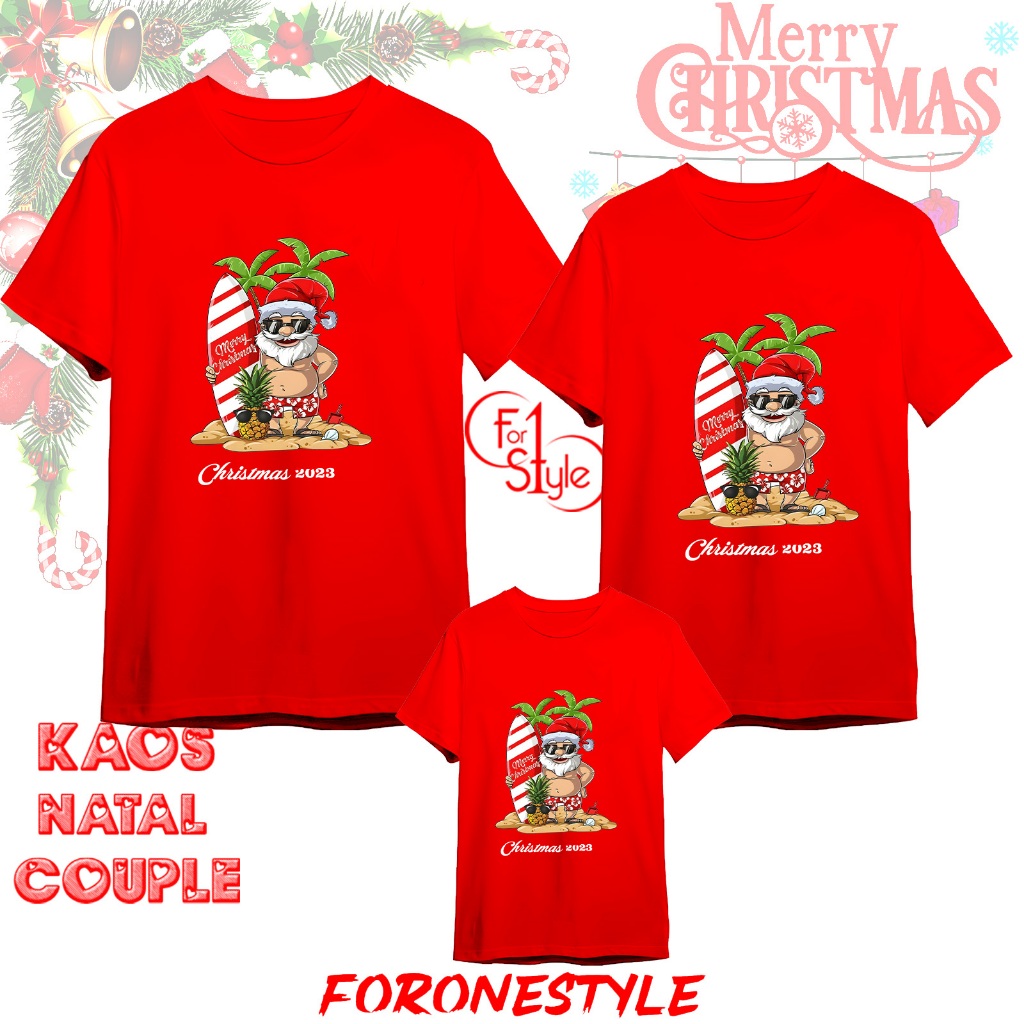 KAOS NATAL COUPLE KELUARGA MERRY CHRISTMAS SANTA CLAUS KEREN - kaos natal family couple - Kaos natal