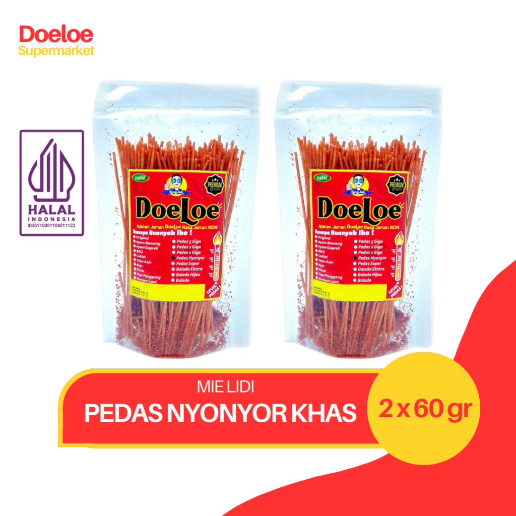 

Doeloe Mie Lidi Rasa Pedas Nyonyor Spesial Khas Pouch Snack Kang Ask 60gr x 2 Pcs