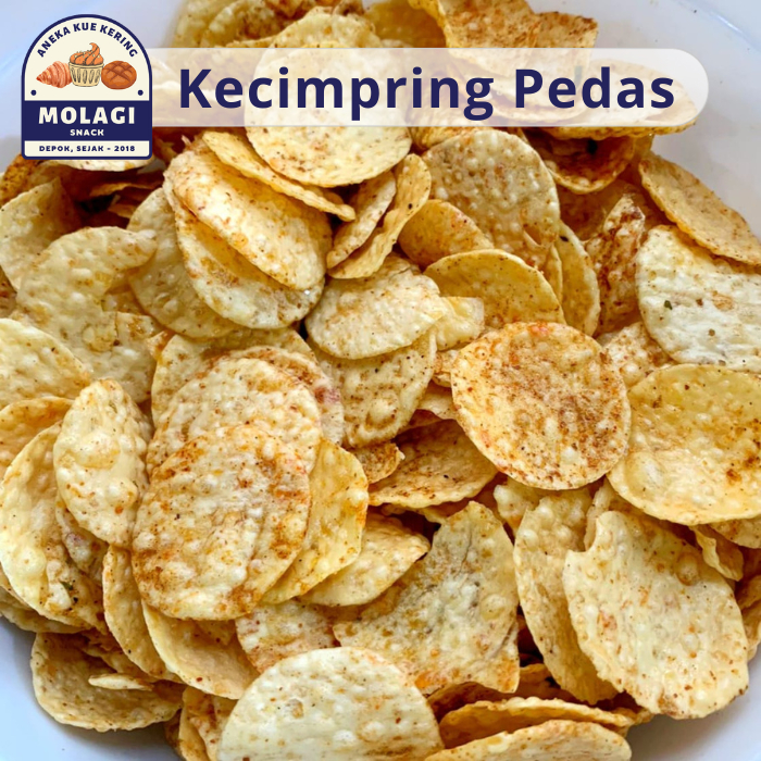 

KECIMPRING PEDAS 250 Gram / Keripik Kripik Singkong Pedas / Opak Singkong - Molagi Snack