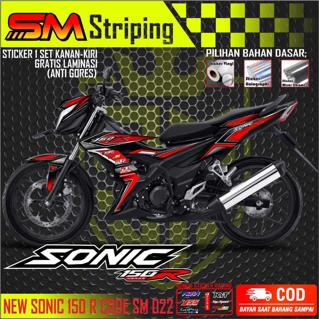 STRIPING HONDA SONIC VARIASI 150R STIKER HONDA SONIC 150 R VARIASI MOTOR SONIC simple SM 022