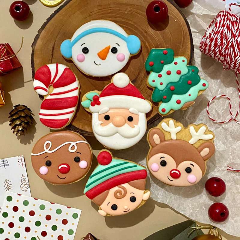 

BIG 8cm Christmas Cookies Character (Xmas / Kukis Natal Collection) - Sugar Cookies / Decorated Cookies / Kukis Hias