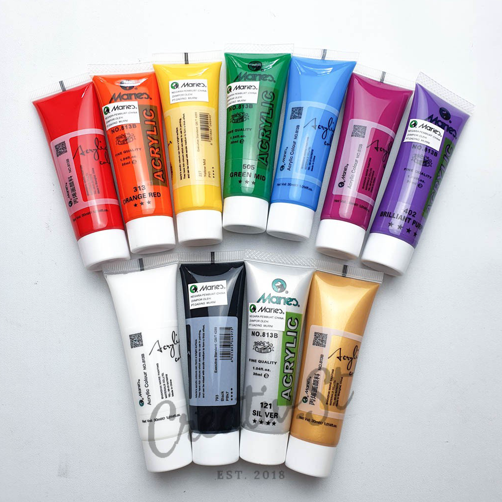 

FLASH SALE Maries Acrylic 30 ml Paint Acrylic Set Cat Akrilik Warna Dasar grosir