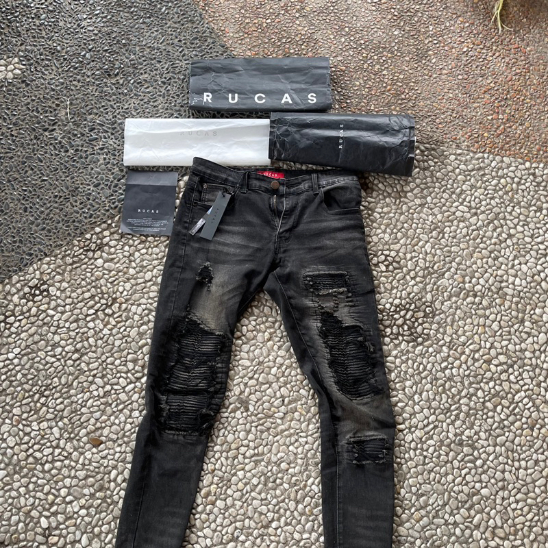 rucas s4 shadow black biker jeans