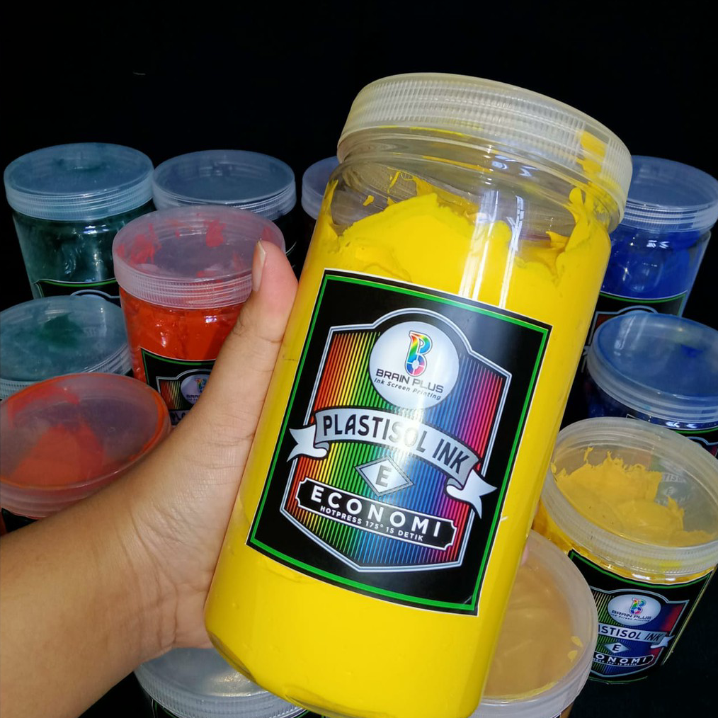 

TERLARIS Tinta Sablon PLASTISOL ECONOMY Brain Plus KUNING 1kg !
