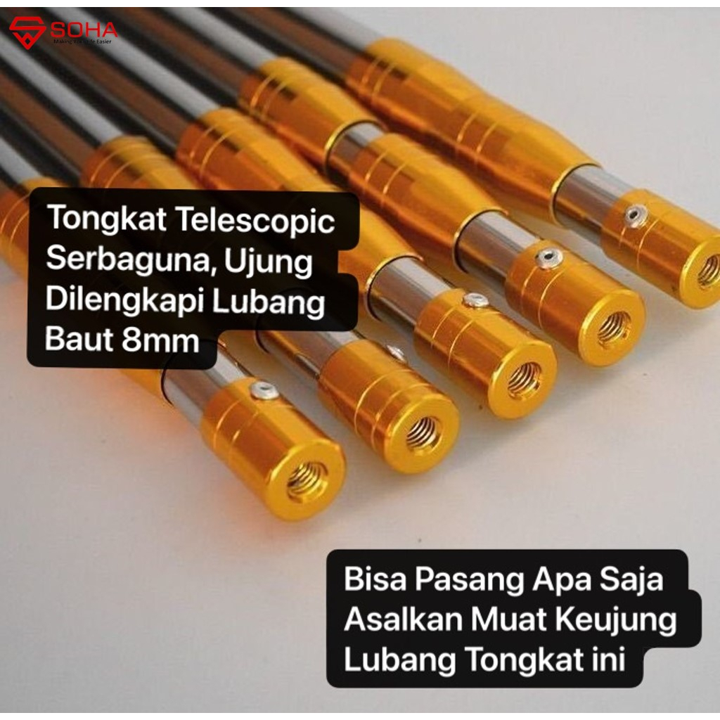 Tongkat Stik Serbaguna Universal Alat Pemetik Buah Tongkat Panjang 6 Meter Teleskopik