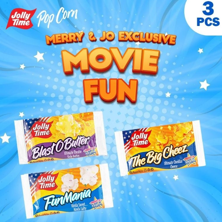 

Ready Exclusive Merry Jo X Jolly Time - Paket Movie Fun (1BOB, 1FM, 1TBC) - Mircowave Popcorn