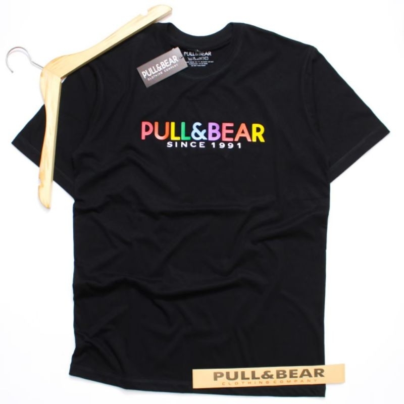 kaos pull and bear pria sablon floking premium miror 1:1 t shirt lengan pendek full tag branded unis