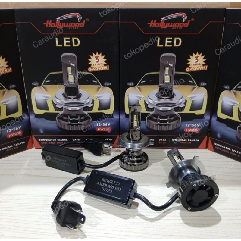 BOHLAM LED H4 / LAMPU MOBIL H4 HOLLYWOOD 4300 LM 80 WATT GARANSI 3 TAHUN
