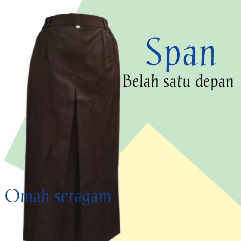 Rok seragam sekolah span coklat pramuka belah satu depan