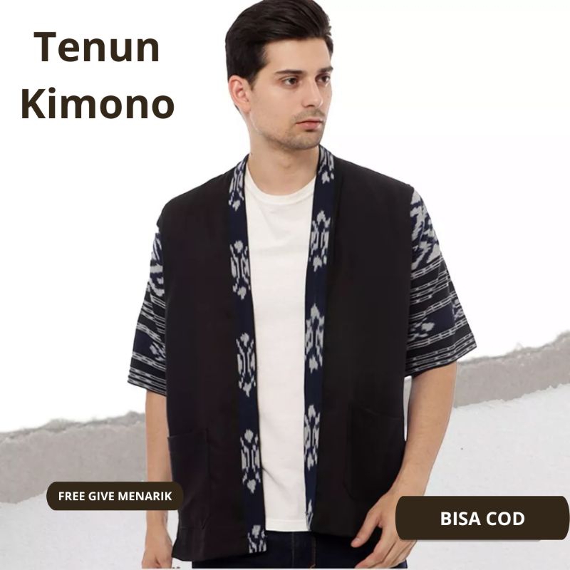 kimono tenun unisex outher jazz blazer - outher batik tenun pria