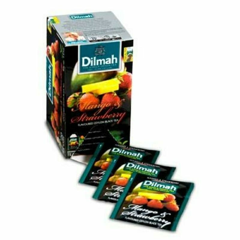 

DILMAH Mango & Strawberry Flavoured Ceylon Black Tea Individually Foil Wrapped 20 Teabags