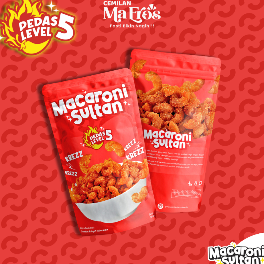 

Terlaris Cemilan MaEros | MACARONI SULTAN Kemasan 50gr | Cemilan Viral Cemilan Keluarga Kekinian | Bisa COD