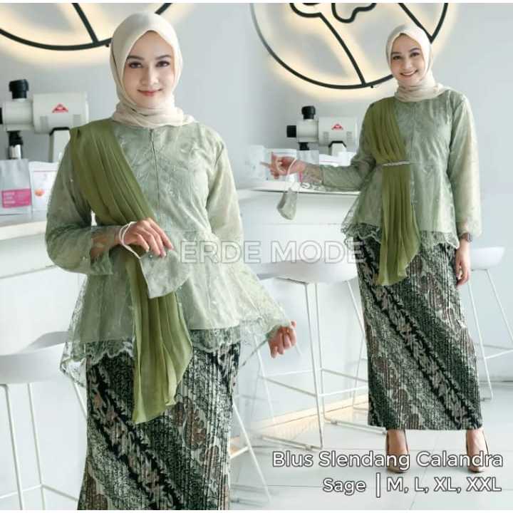 REAL PICCT SETELAN KEBAYA BURKAT TYLLE AURORA SELENDANG ROK PLISKET/SET KEBAYA WISUDA TUNANGAN PERNI