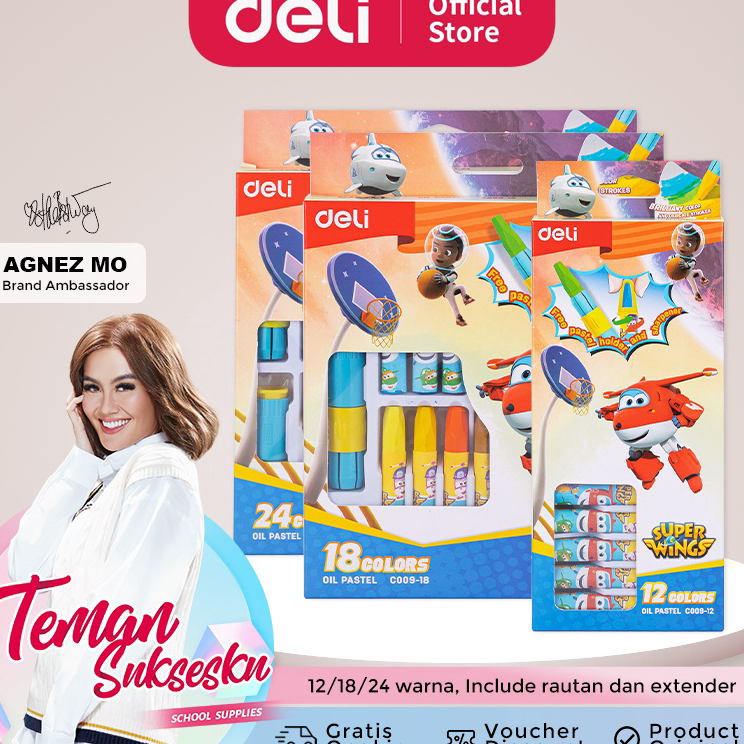 

Terbaru Deli Oil Pastel / Krayon 12/18/24 Warna dengan Rautan dan Pegangan EC009 ➝↑❁⁂