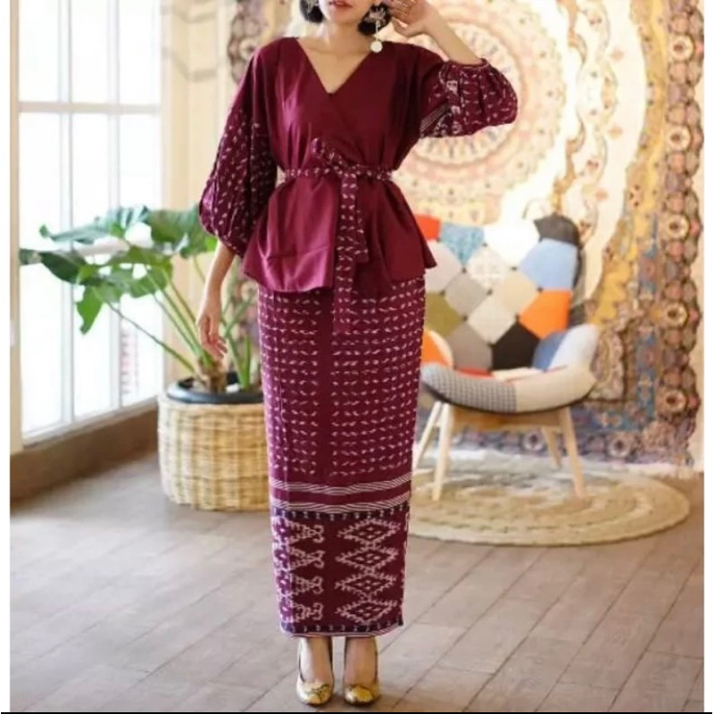 ONE SET ROSE LONG / DRESS PESTA / KEBAYA TENUN MAROON / KEBAYA BATIK TENUN COUPLE / KEBAYA ROSE WANI