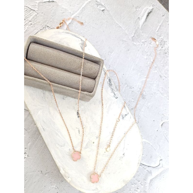 Kalung rantai VC ceramic pink Emas Asli 8K