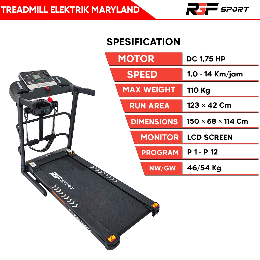 Alat Fitness Treadmill Elektrik RGF SPORT - Maryland