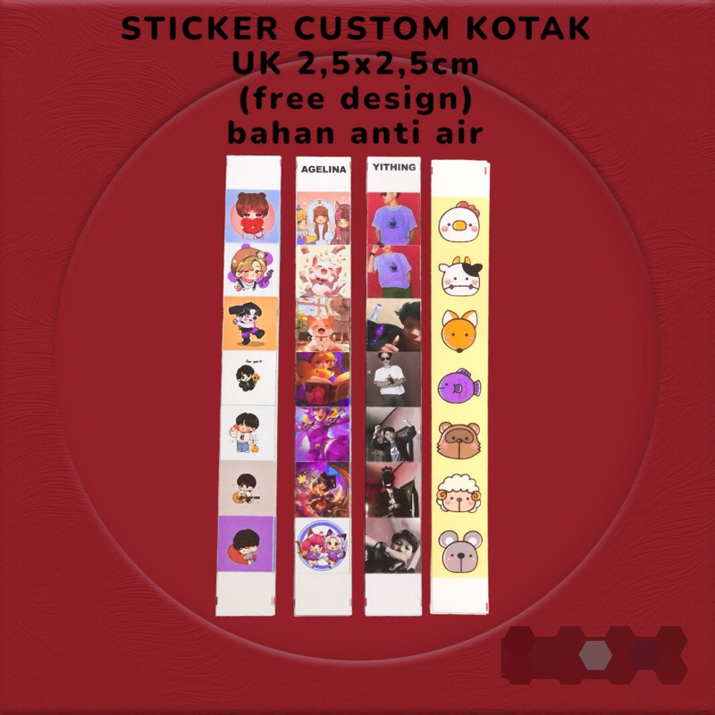 

(AV) STICKER CUSTOM KOTAK KISS CUT UK 2,5x2,5cm