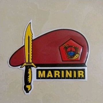 Stiker Embos Timbul Logo MARINIR BARET MERAH