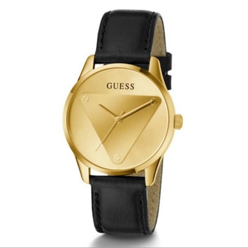 jam tangan wanita original GUESS GW0399L3 GOLD BLACK LEATHER STRAP