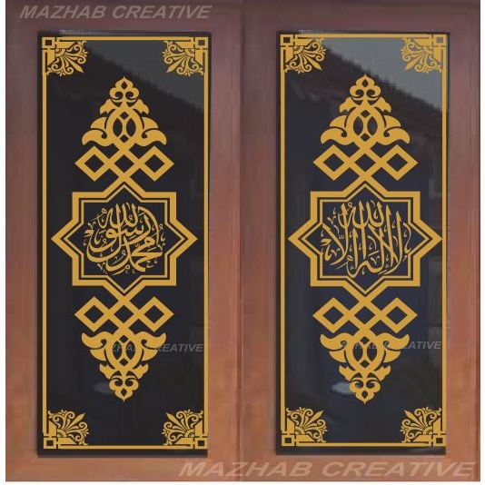 CUTTING STICKER KACA KALIGRAFI MASJID ALLAH MUHAMMAD