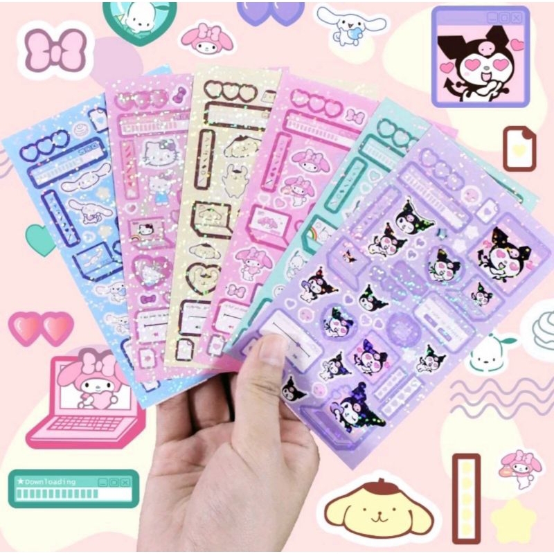 

MURAH !!! Stiker Glitter Sanrio / Stiker Karakter Lucu