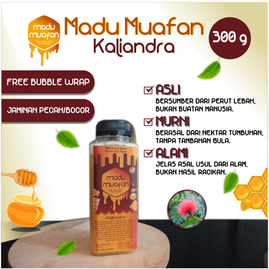 

Madu Kaliandra 300 g. Madu Muafan 100% ASLI MURNI ALAMI Real Pure Raw Honey Nektar Organik
