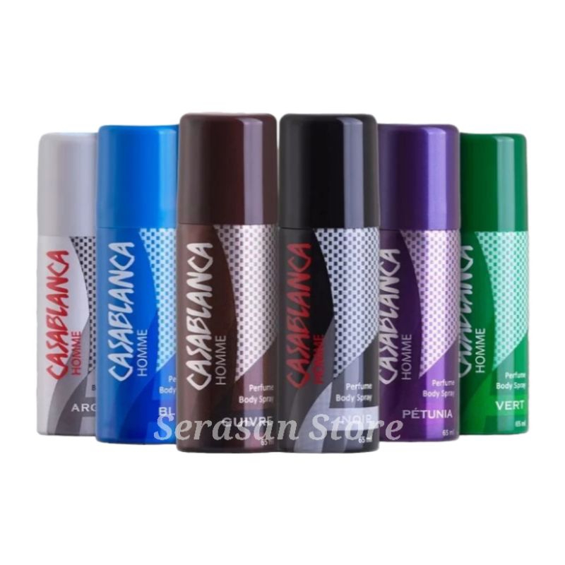 Casablanca Deodorant Body Spray Silver Biru Coklat Hitam Ungu Hijau 65ml Parfum Pria Wangi Tahan Lam