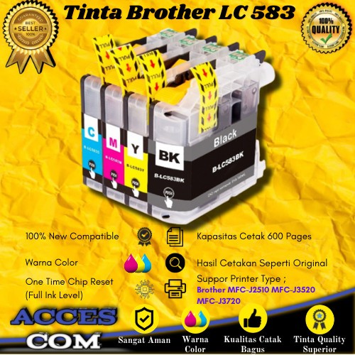 Cartridge Tinta Compatible Brother LC583 LC 583 Printer Brother MFC J2510 MFC J3520 MFC J3720
