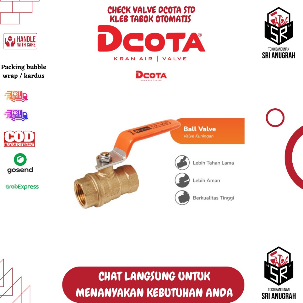 Ball Valve Brass DCOTA Stop Kran Besi Kuningan DCOTA 1/2 inch 3/4 inch
