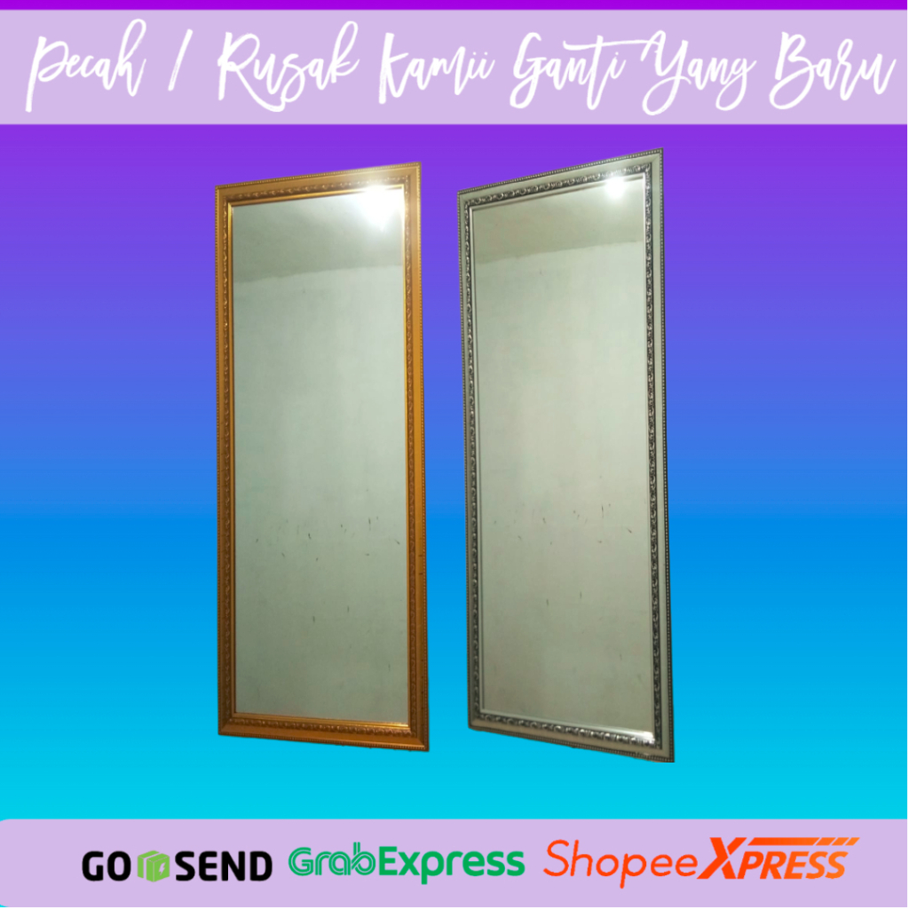 Kaca Cermin Dinding / Cermin Gantung Ukuran 50 x 100 Cm Full Bingkai