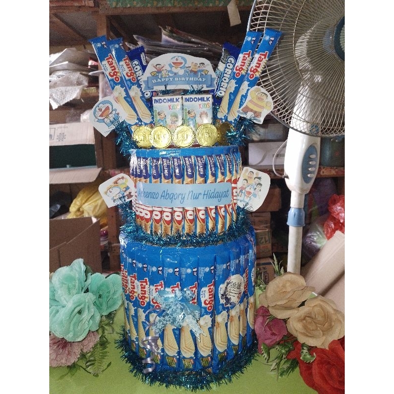 

Snack tower karakter Doraemon/ Snack tower karakter Hellokitty/ Snack tower karakter biru/ Snack tower karakter pink merah