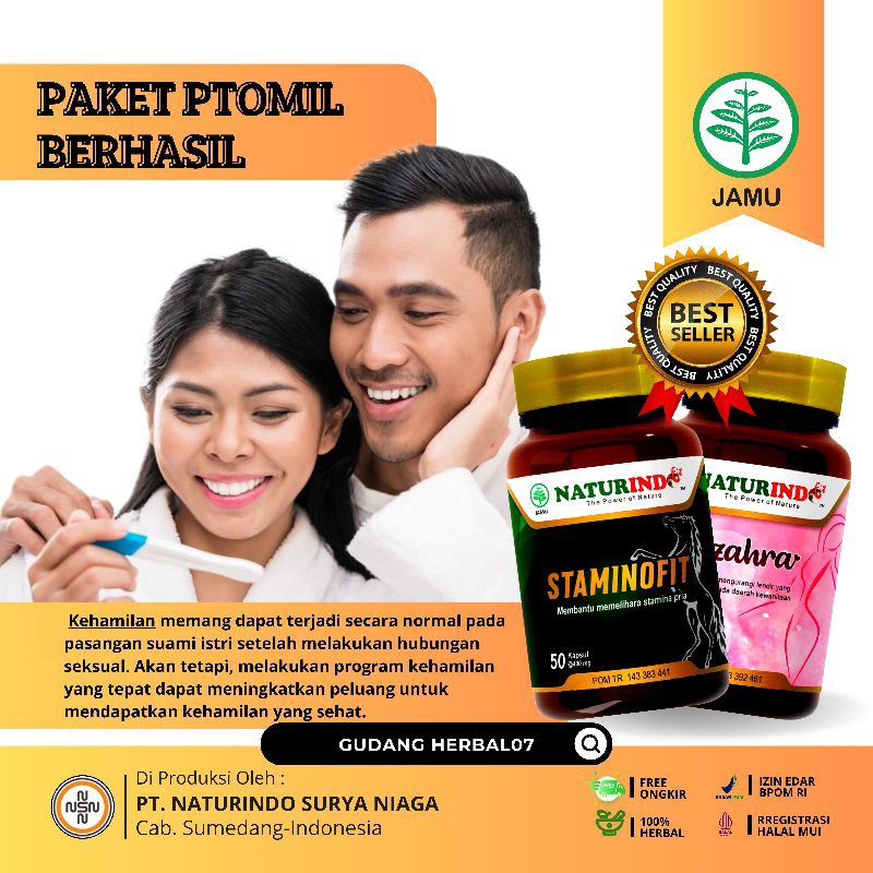 Paketan Promil Berhasil Staminofit Azzahra Isi 50 Kapsul Dalam Satu Botol Naturindo Original BPOM Be