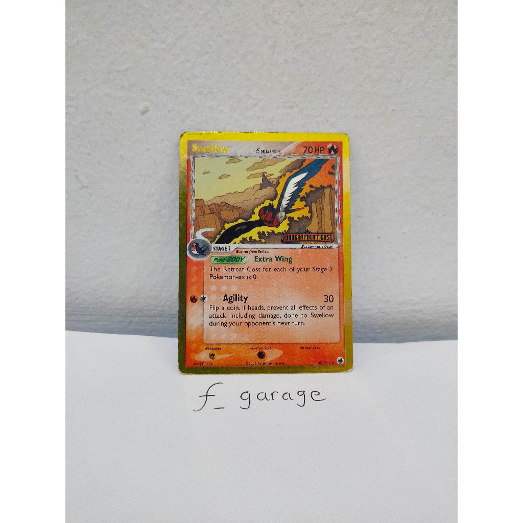 Swellow Hologram Holo Pokemon Card Kartu TCG English Dragon Frontiers